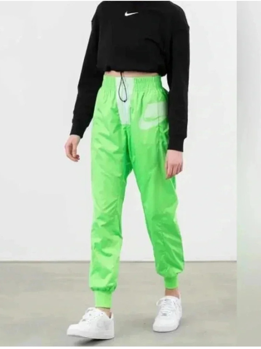Nike Neon Green Track Joggers with Drawstring Waist